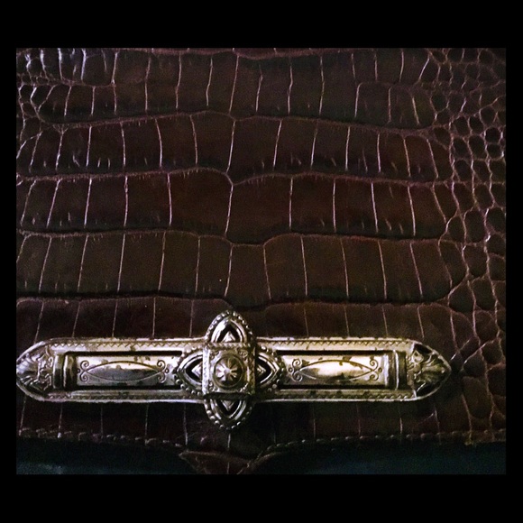 Classic Black Leather with Brown Croc Brighton Bag - Picture 2 of 4